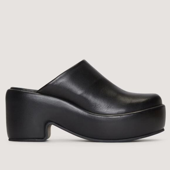 EVERLANE The Puffa Clog 100% Leather Black Slip On Platform Chunky Comfort 5.5 - Picture 3 of 13